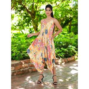 Women's Boho Silk Jumpsuit Comfortable Hippie Overalls <b>Flowy</b> Halter Backless Festival Pants for Beach Wear Lightweight Summer - Product Image 5