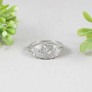 Anillo de Plata de Ley 925 romántico al por mayor con patrón geométrico de Zirconia cúbica y enchapado en rodio ajuste invisible incrustaciones de piedra cortada - Product Image 4