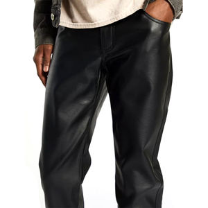 Pantalon en cuir décontracté pour hommes de haute qualité Impression de logo personnalisé Tissu PU léger Taille moyenne Hiver Dernier design en gros - Product Image 6