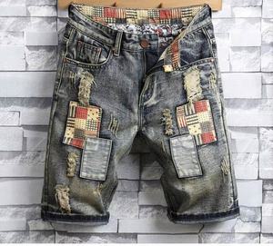 กางเกงยีนส์สกินนี่ของผู้ชายกางเกงขาสั้นผ้ายีนส์วินเทจแบบลำลองสำหรับผู้ชาย - Product Image 6