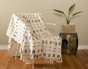 Manta de Algodón con Estampado de Bloques Hecha a Mano, Ecológica y de Lujo, para Sala de Estar, Dormitorio e Interiores Modernos, Uso en Todas las Estaciones - Product Image 4