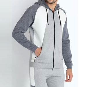 Survêtement de sport décontracté OEM en gros pour hommes : bas de survêtement patchwork uni, sweats à capuche zippés, joggers, tenue de course, ensemble de survêtement personnalisé - Product Image 5