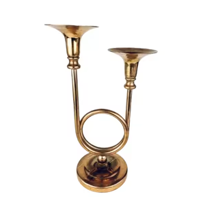 Bougeoir conique en métal classique de haute qualité finition dorée à la main meilleure qualité métal fabriqué à la main décoration de maison et de mariage - Product Image 1