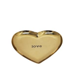 Plateau décoratif coeur en fer avec gravure amour en laiton placage antique Accents décoratifs et plateau de service - Product Image 2