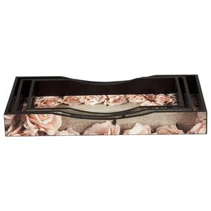 Plateau de service en bois émaillé au look classique, plateau de table à manger traditionnel - Product Image 1