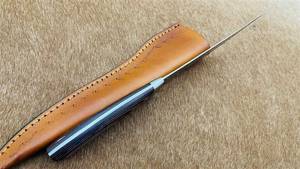 Cuchillo de filetear hecho a mano con hoja de acero D2, mango de madera y funda de cuero, cuchillo para exteriores - Product Image 5