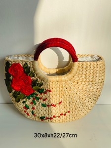 Women's Eco-friendly Water Hyacinth <b>Summer</b> <b>Handbag</b> with Shell and Zipper Closure New Arrival Natural Fashion Bag - Product Image 6