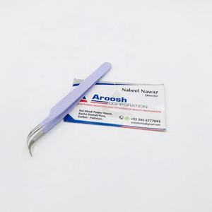 Pinzas para Extensión de Pestañas de Acero Sostenible con Recubrimiento Morado en Forma de J, Agarre de Diamante con Puntas de Fibra Puntiagudas para Volumen - Product Image 3