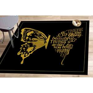 Tapis Silhouette Papillon : Tapis Moderne Inspirant Antidérapant, avec Tapis Doux à Poils Longs - Product Image 1