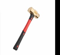 Marteau à tête sphérique en laiton de 2 kg avec manche en fibre de verre, marteau anti-étincelles robuste pour le travail des métaux industriel, fabriqué en Inde