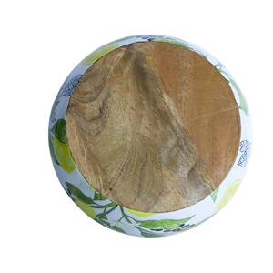 Bol décoratif en bois avec imprimé de fleurs brillantes Plateau de pièce maîtresse floral artisanal Accent de table élégant pour la décoration de la maison ou du bureau - Product Image 6