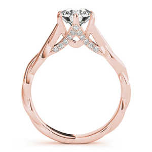 Anillo de Compromiso de Oro Rosa de 18K con Diamante, Engaste de 6 Puntas Trenzadas (.11ct) - Product Image 2