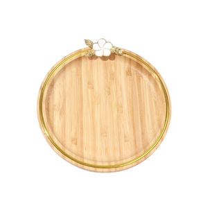Plateau de service en bambou de qualité supérieure avec accents floraux décoratifs, plateau ovale en bois pour la décoration de la maison et les ustensiles de cuisine, prix d'usine - Product Image 4