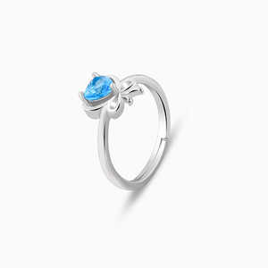 Anillo clásico en forma de corazón de plata con diseño geométrico con ajuste de bisel de circón chapado en rodio para boda - Product Image 4
