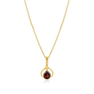Wholesale Manufacturer Mozambique <b>Garnet</b> <b>Pendant</b> Necklace 925 Silver Gold-Plated Chain Necklace For Engagement Wedding & Parties - Product Image 1
