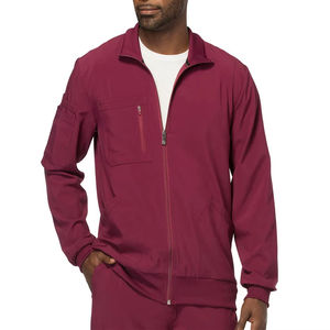 Nouveau style de blouses d'hôpital, uniformes d'infirmière, blouses ajustées pour hommes, blouses médicales en spandex, veste de travail de couleur bordeaux - Product Image 1