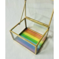 Boîte à bijoux en laiton et verre en gros avec base arc-en-ciel, organisateur de rangement pour bagues et bracelets, taille personnalisée