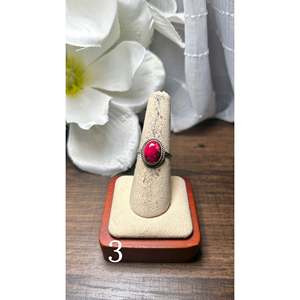 Handmade Navajo <b>Statement</b> <b>Ring</b> Rose Dahlia & Coral Bezel Set in Sterling <b>Silver</b> Everyday Wear Gemstone Jewelry - Product Image 3