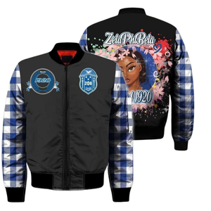 Chaqueta de Satén Zeta Phi Beta para Mujer, Estilo Griego de 1920, Ropa de la Hermandad ZPB, Bordado de Escudo Azul y Blanco, Prenda Universitaria Premium - Product Image 3