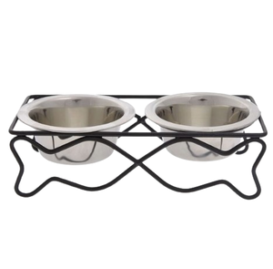 ชุดชามและชามอาหารสัตว์เลี้ยงแบบโลหะสองชามพร้อมขาตั้งชามให้อาหารสุนัขแมว - Product Image 4