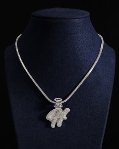 Colgante inicial H de Plata de Ley 925 personalizado, Diamante de moissanita completamente helado con Base dorada, joyería de estilo Hip Hop de alta calidad - Product Image 3