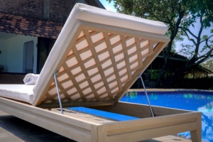 Tumbona de teca de estilo moderno para exteriores/tumbona con cojín impermeable - Product Image 2