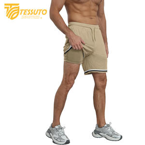Pantalones cortos atléticos para correr de alta calidad para hombres y mujeres, pantalones cortos transpirables de secado rápido, bolsillos con cremallera a rayas, teñidos lisos - Product Image 5