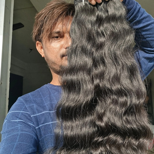 Extension de trame de cheveux vierges indiens soyeux, cheveux bouclés étirés avec vague d'eau brillante, vague profonde, styles de cheveux bruts de Temple - Product Image 3