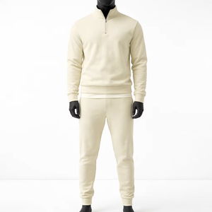 Conjunto Deportivo para Hombre, Sudadera con Cierre de Media Cremallera y Pantalones, Manga Larga, Color Sólido, Poliéster, Corte Regular, Informal, Transpirable, para Otoño - Product Image 1