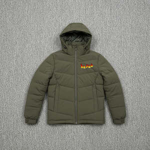 Vestes matelassées à capuche de couleur vert foncé à prix abordable en gros, légères, rembourrées de coton, pour l'hiver - Product Image 4