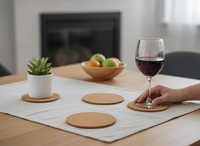 Sous-verres en bois naturel personnalisables AG Elements, écologiques, durables, antidérapants, style moderne, 100 mm, 8 mm, résistants à la chaleur
