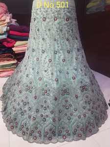 Juego de Lehenga Choli de red de trabajo múltiple bordado pesado con 3M Flair Dupatta y Choli de 1,2 M de largo para fiestas nupciales invierno verano - Product Image 5