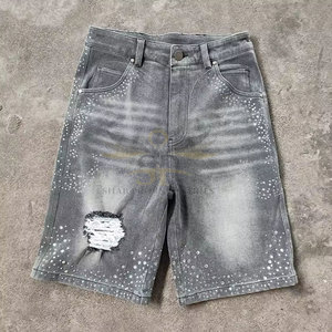 Coupe ample taille élastique vente en gros strass Shorts personnalisés grande taille strass Shorts pour un usage décontracté - Product Image 2