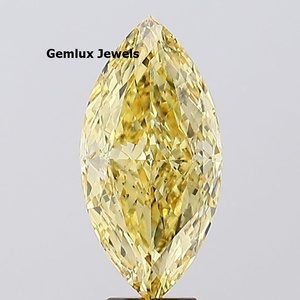 Diamant de laboratoire de 8 carats, taille marquise, couleur jaune vif fantaisie, certifié IGI, diamant en vrac de laboratoire pour bijoux - Product Image 1
