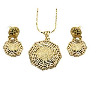 Wholesale <b>14K</b> 18K 24K <b>Gold</b> Filled Forming <b>Chain</b> Pendant Set, Elegant Pendant & Earrings Set, Brass <b>Gold</b> Plated <b>Chain</b> Pendant Set - Product Image 2