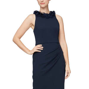 Abito tubino floreale da donna Alex Eve, comodo, taglia XS, blu, maniche corte, silhouette dritta, stampa serale naturale ODM - Product Image 3