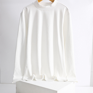 T-shirt lourd 100% coton 260gsm vierge Designer Long Oversize Designer Sleeve Mock Neck T-shirt pour hommes - Product Image 2