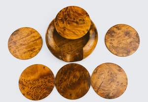 Posavasos de madera natural Thuya Burl, decoración de mesa rústica hecha a mano para comedor, café u oficina, ajuste de la India - Product Image 6