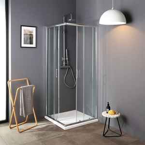 LIMA 75X75 Cabine de douche d'angle coulissante en acier inoxydable moderne avec verre, facile à nettoyer, pour salle de bain et toilettes - Product Image 2