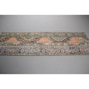 Alfombra de 2.1x6.9 pies, Alfombra Turca Vintage, Alfombra Azul con Diseño de Patchwork - Product Image 3