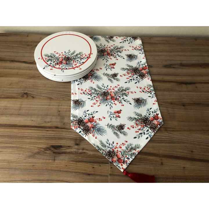 NEW YEAR'S PINE PATTERNED RUNNER & CUPLA
