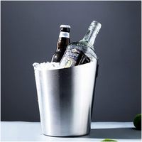 Seau à glace en acier inoxydable noir 5L, écologique, à prix raisonnable, pour vin et bière, idéal pour les mariages, les fêtes et les traiteurs