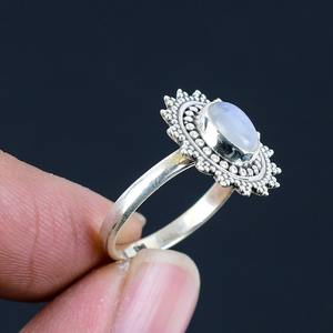 Anillo clásico de plata maciza 925, joyería para mujer, piedra lunar de Plata de Ley 925, piedra preciosa, estilo bohemio, anillo hecho a mano, regalo para mamá - Product Image 4