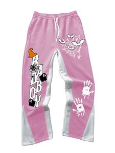 กางเกงขายาวทรงบานสไตล์ฮิปฮอปวินเทจสำหรับผู้ชาย ผ้าฝ้าย 100% ปรับแต่งได้ เหมาะสำหรับวันฮาโลวีน - Product Image 2