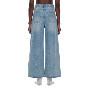 <b>Women's</b> High Waist <b>Baggy</b> Wide Leg <b>Jeans</b> Vintage Wash Denim Pants - Product Image 5