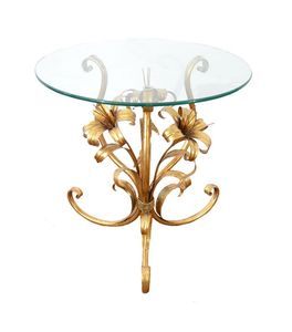 Mesa de centro con estampado floral de aluminio con tapa de vidrio templado hecha para salas de estar premium o estudios de diseño - Product Image 4