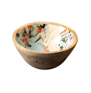 Ensaladera de madera esmaltada con estampado multicolor, vajilla de alta calidad, cuenco decorativo con estampado de madera - Product Image 1