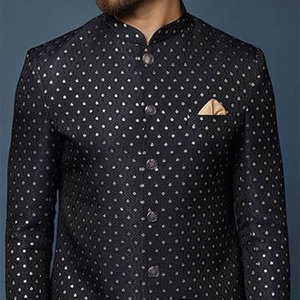 Diseñador bordado hombres seda Sherwani personalizado estilo étnico para boda y fiesta mejor precio al por mayor - Product Image 3