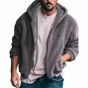 Oem Custom Logo Zipper Winter Wool Embroidery Patch <b>Sherpa</b> <b>Hoodie</b> for Men Plain Dyed Breathable Quick Dry - Product Image 3