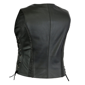 Chaleco de mujer de alta calidad motocicleta moda cuero genuino chaleco al por mayor cuero hecho a medida cuero de vaca - Product Image 2